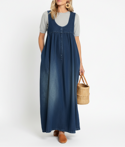 Karen™ | Robe maxi en denim lavé vintage