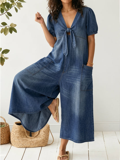 Alina™ | Combinaison en jean col V