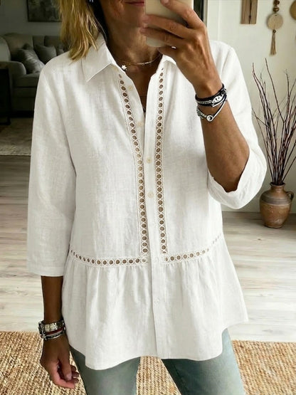 Rania™ | Chemise patchwork lin &amp; coton
