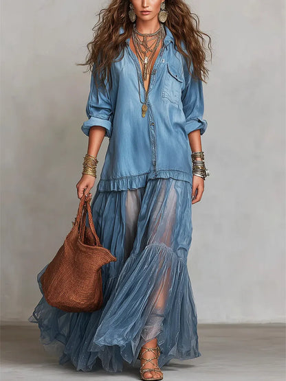 Eva™ | Robe maxi en jean