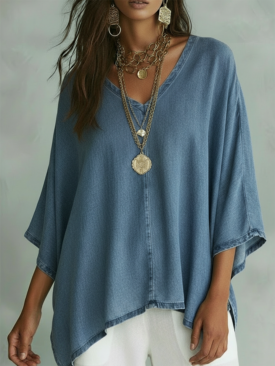 Margot™ | Chemise en denim col V