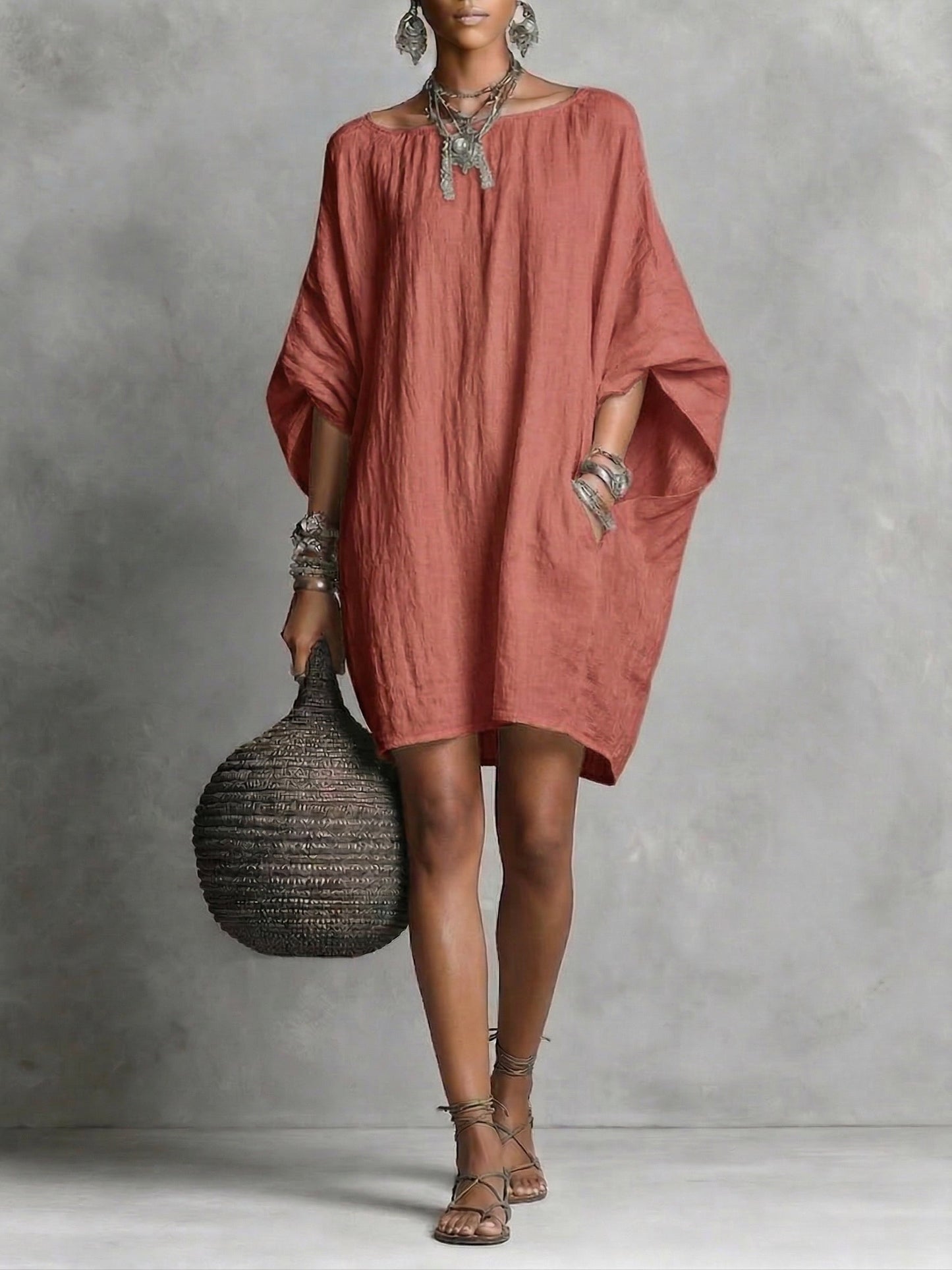 Samira™ | Robe coton &amp; lin décontractée