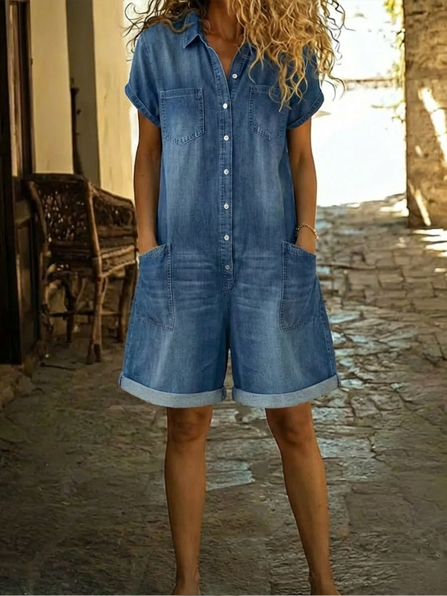 Zahra™ | Combinaison-short en denim