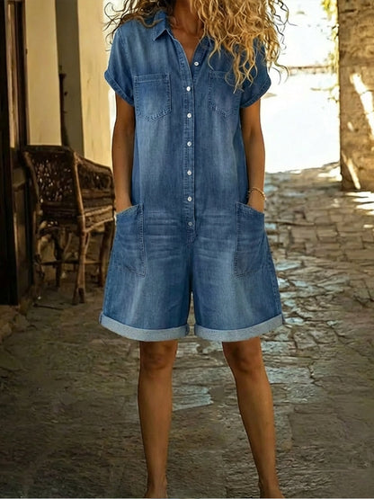 Zahra™ | Combinaison-short en denim