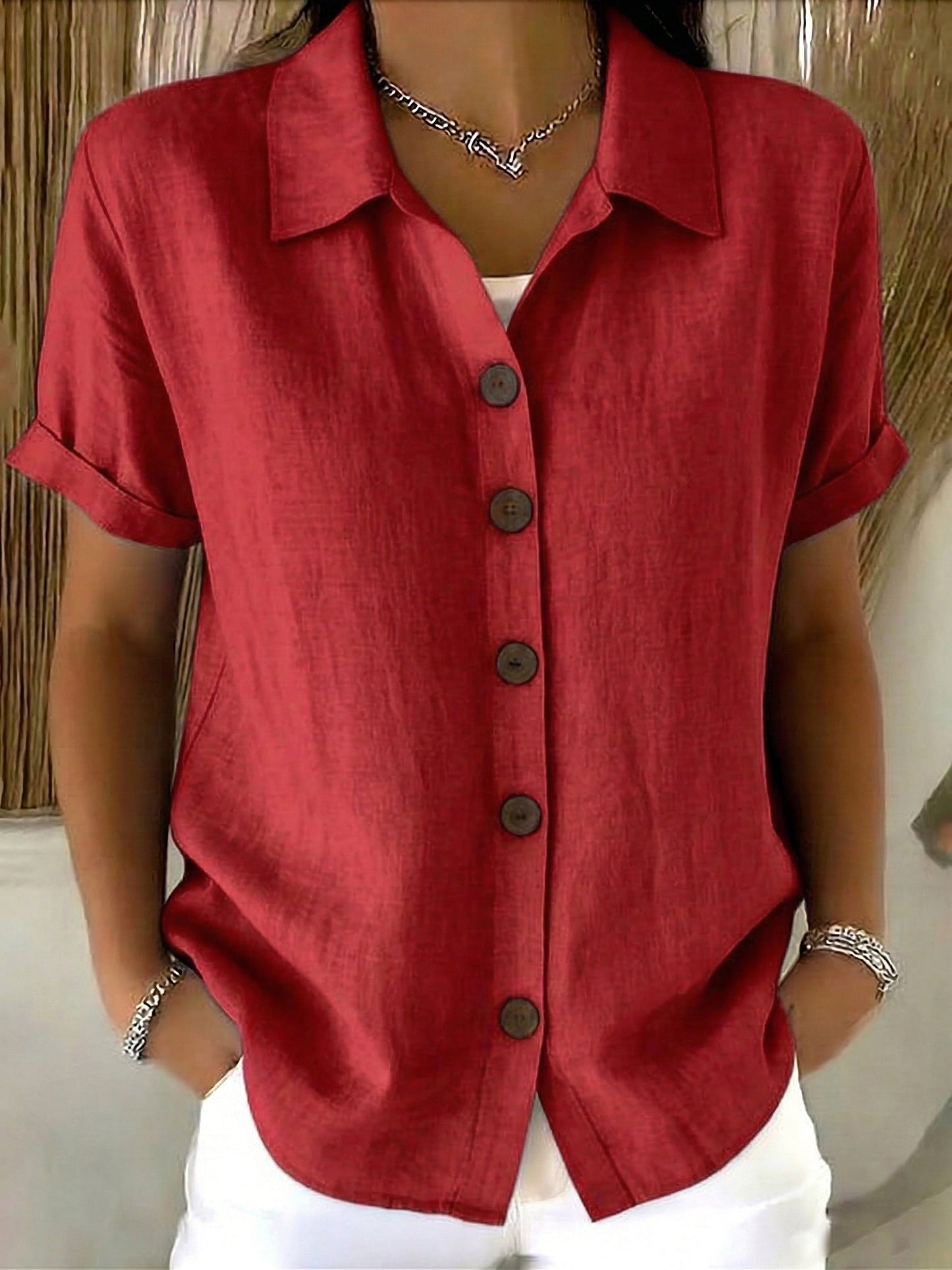 Aya™ | Chemise boutonnée lin &amp; coton