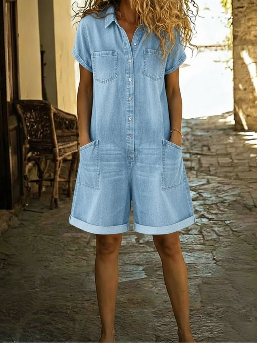 Zahra™ | Combinaison-short en denim