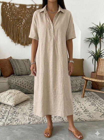 Yasmine™ | Robe polo coton &amp; lin