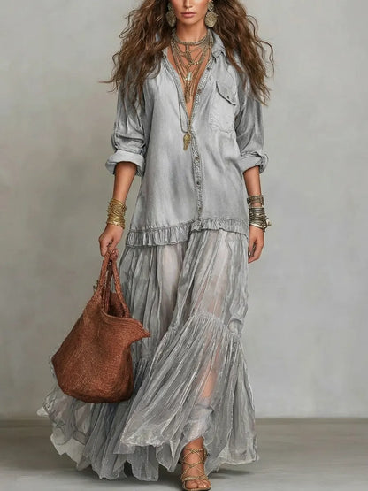 Eva™ | Robe maxi en jean