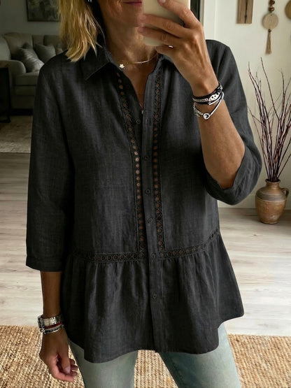 Rania™ | Chemise patchwork lin &amp; coton
