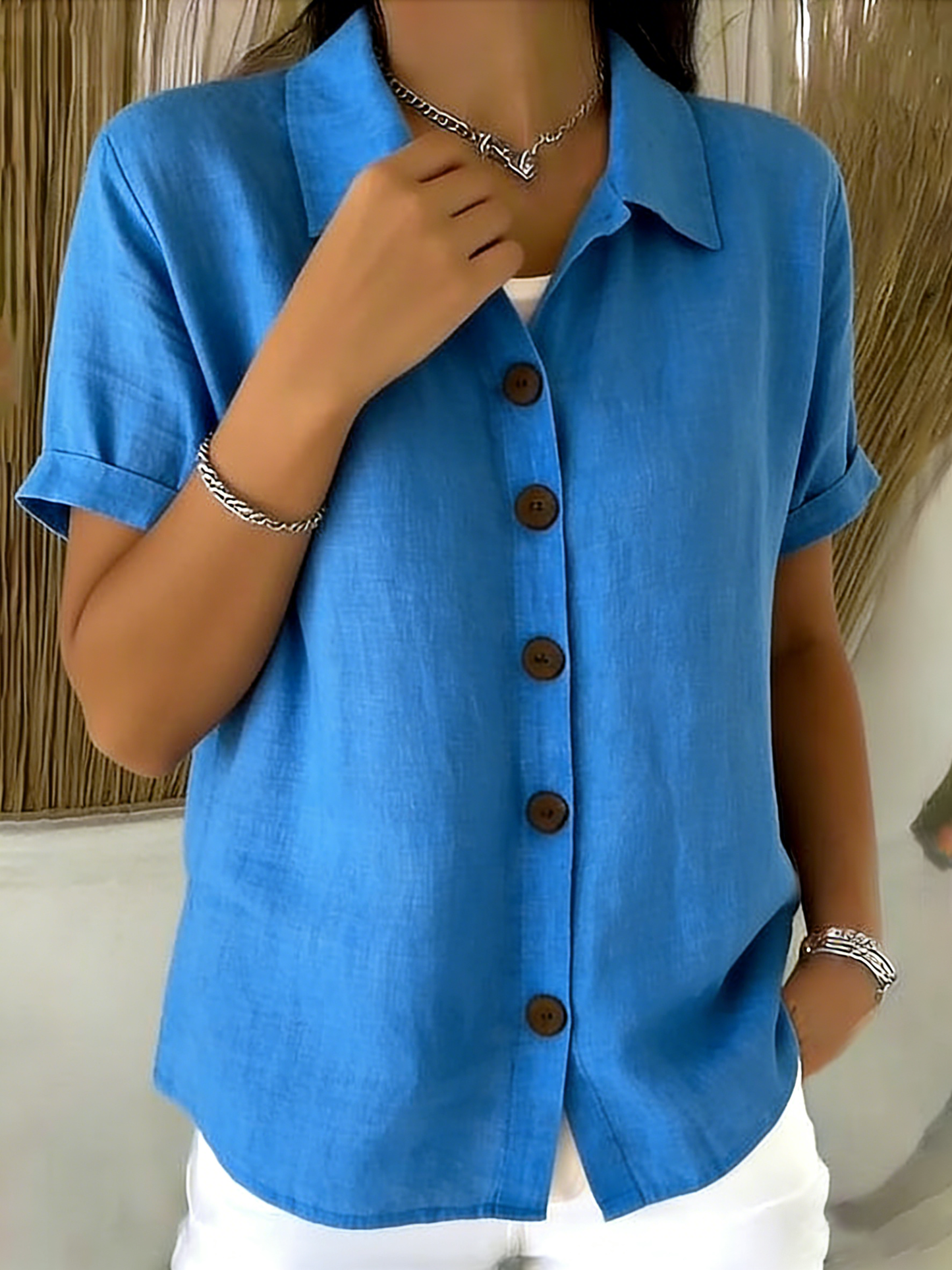 Aya™ | Chemise boutonnée lin &amp; coton