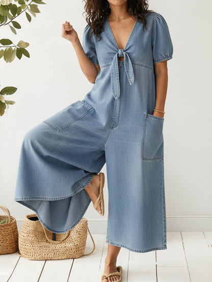 Alina™ | Combinaison en jean col V