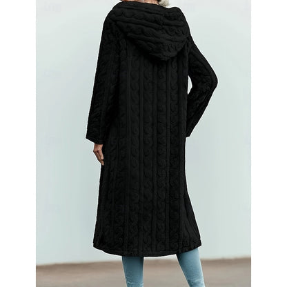 Marion | Manteau long à capuche ouvert sur le devant