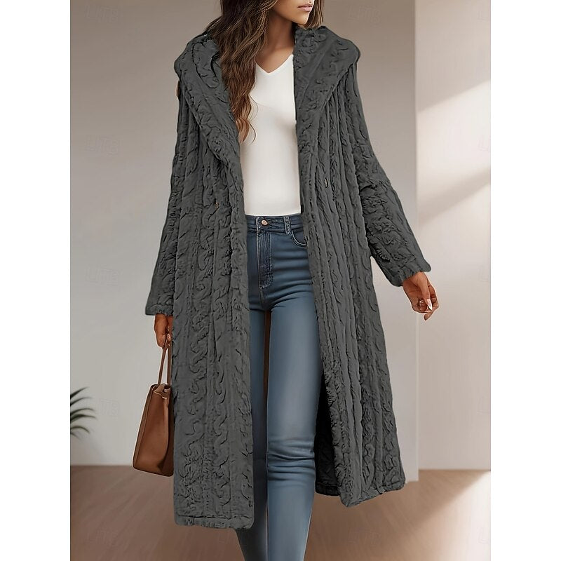 Marion | Manteau long à capuche ouvert sur le devant