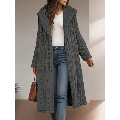 Marion | Manteau long à capuche ouvert sur le devant