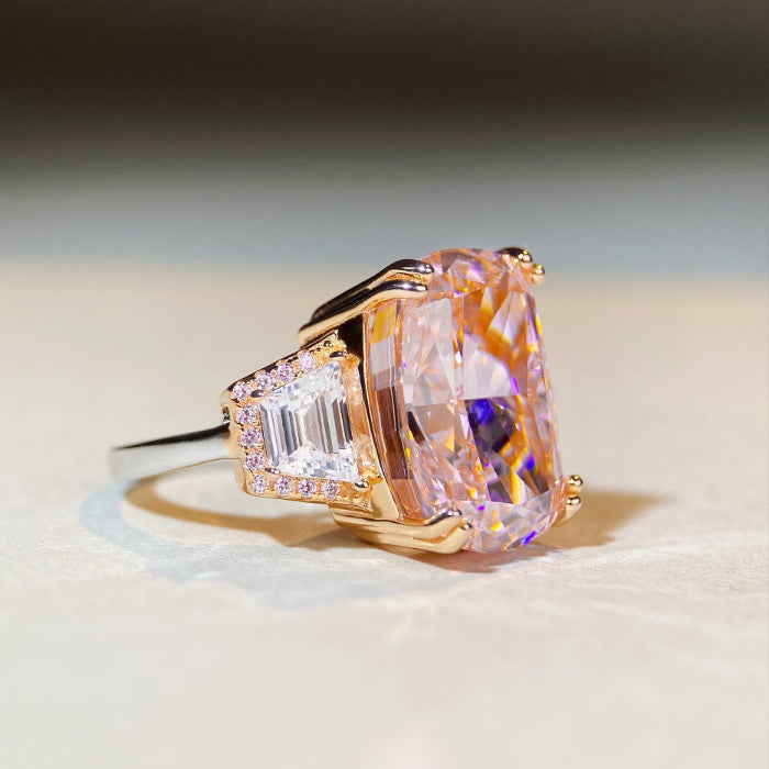 Rosa™ | Bague de fiançailles 3 pierres radiant rose
