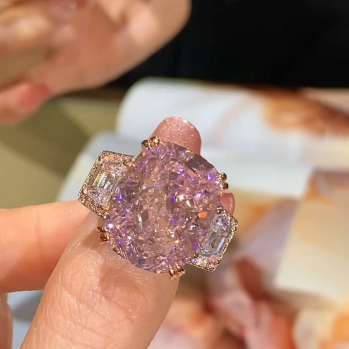 Rosa™ | Bague de fiançailles 3 pierres radiant rose