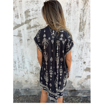 Fernanda™ | Robe bohème midi fluide en coton-lin