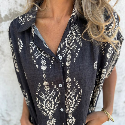 Fernanda™ | Robe bohème midi fluide en coton-lin