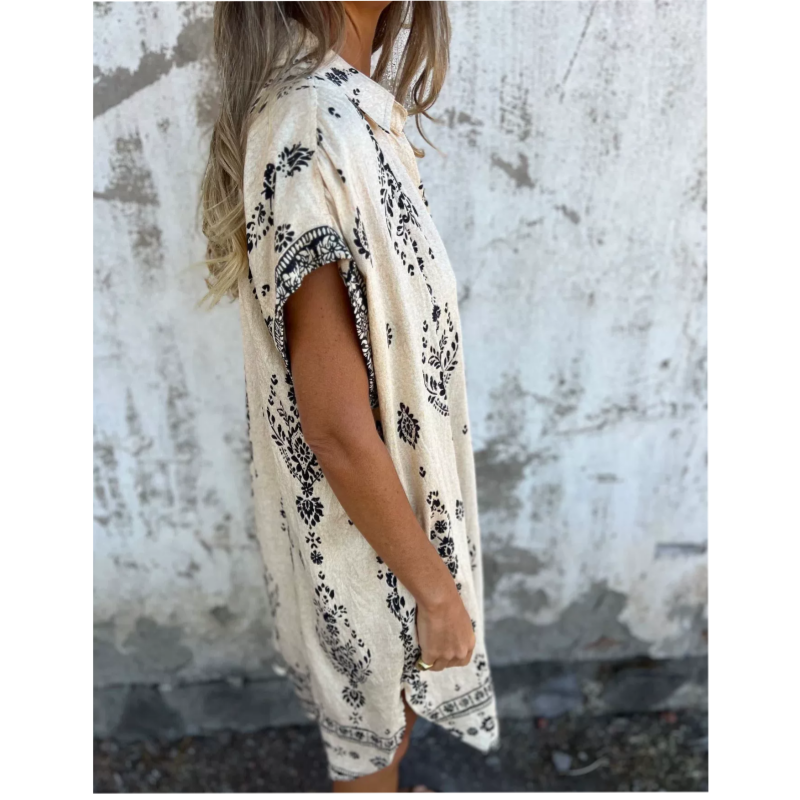 Fernanda™ | Robe bohème midi fluide en coton-lin