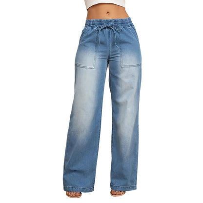 Yousra™ | Jean femme taille à cordon coupe large
