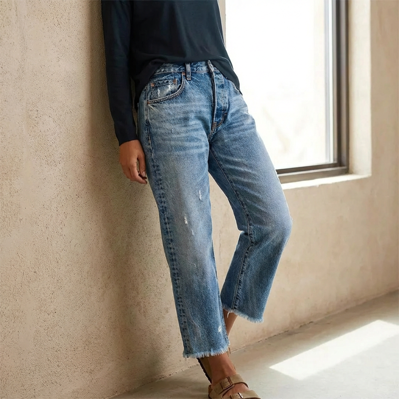 Amirah™ | Jeans droits courts rétro