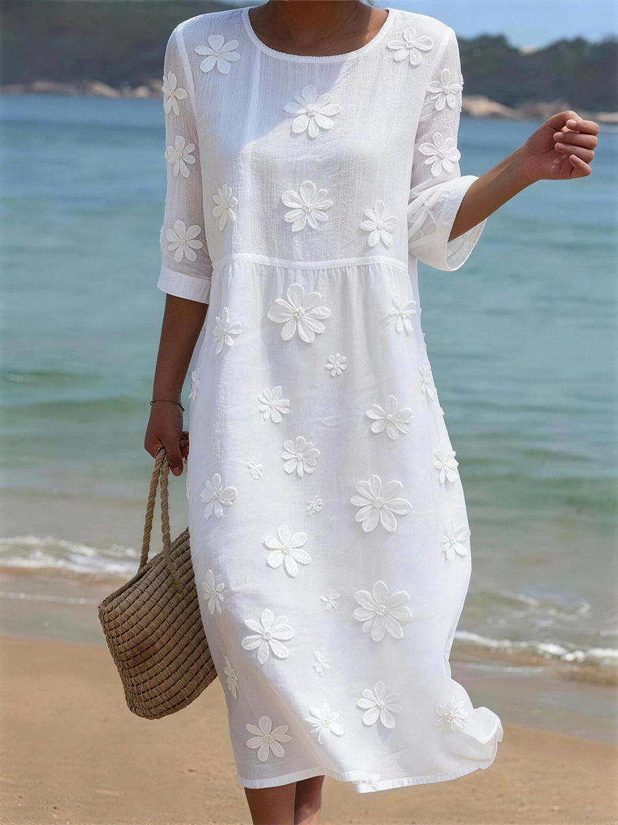 Florale™ | Robe longue casual en coton-lin
