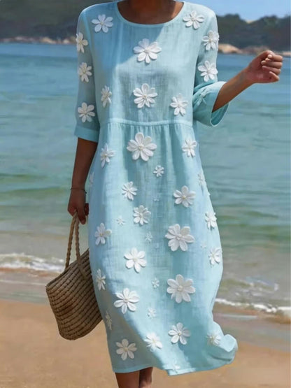Florale™ | Robe longue casual en coton-lin