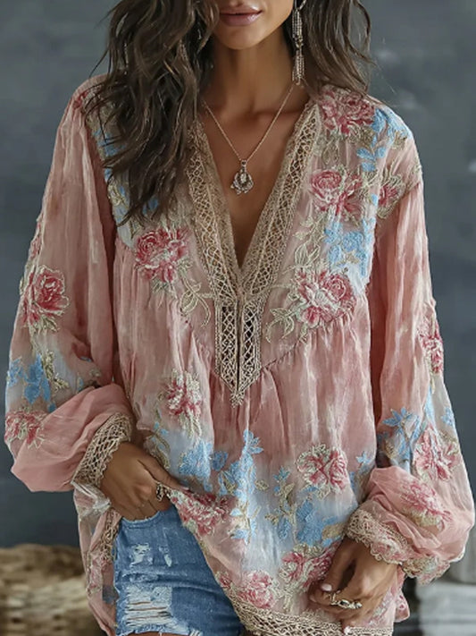 Papillon™ | Top fleuri vintage brodé