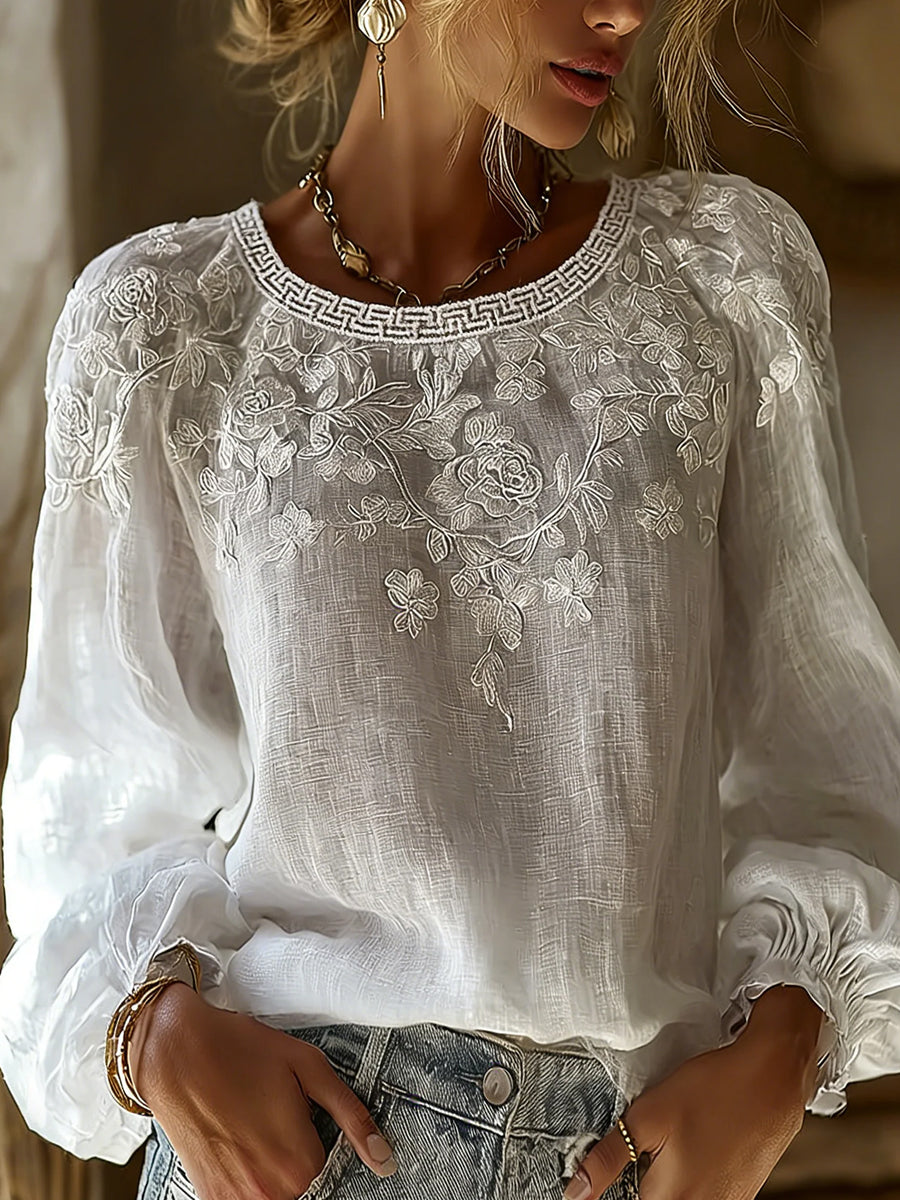 Shira™ | Chemise vintage brodée