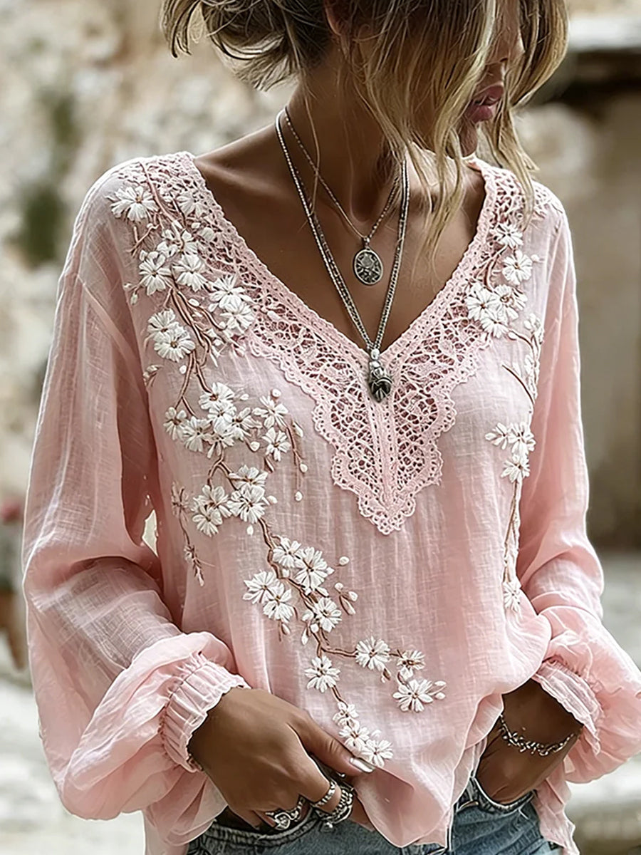 Top décontracté à fleurs vintage™ | Blouse femme