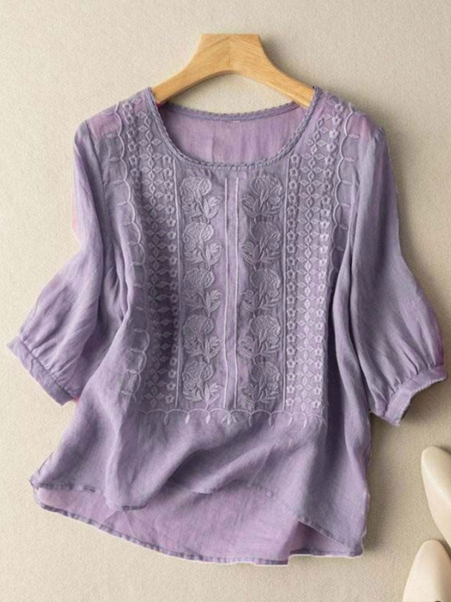 Coton Fleur™ | Top coton-lin à détails floraux