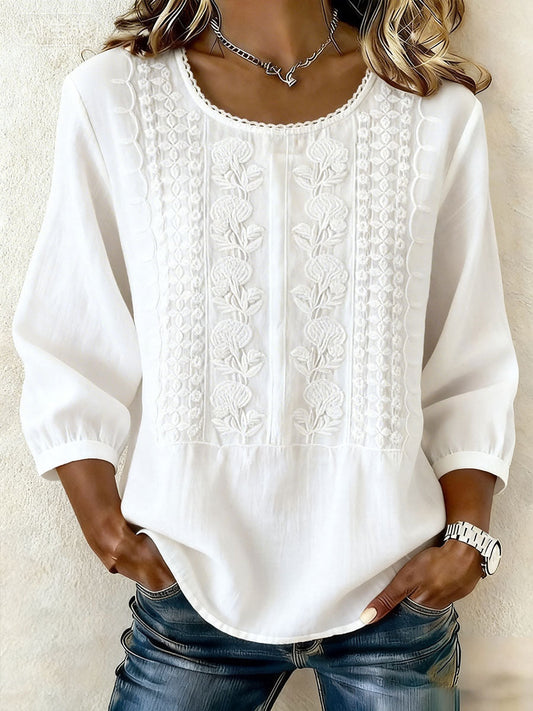 Coton Fleur™ | Top coton-lin à détails floraux