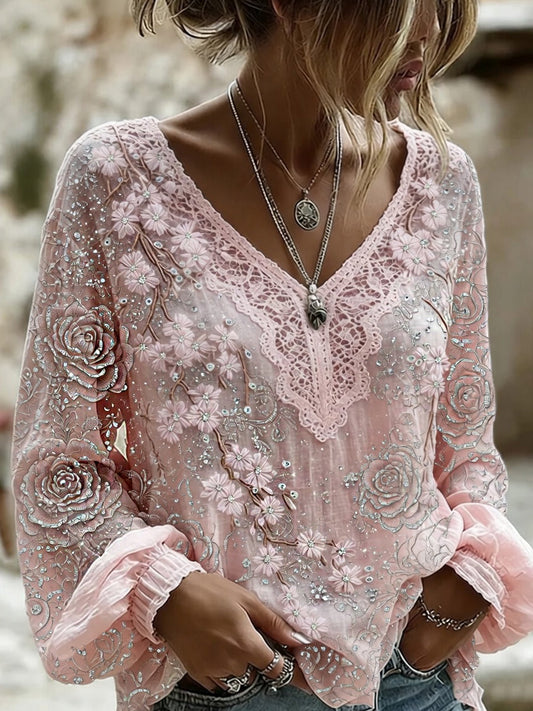 Rosée™ | Top vintage fleuri en coton-lin