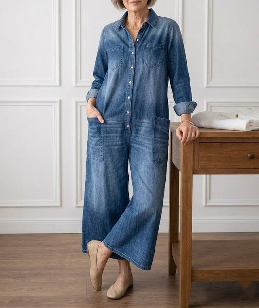 Diana™ | Combinaison en denim vintage à boutons