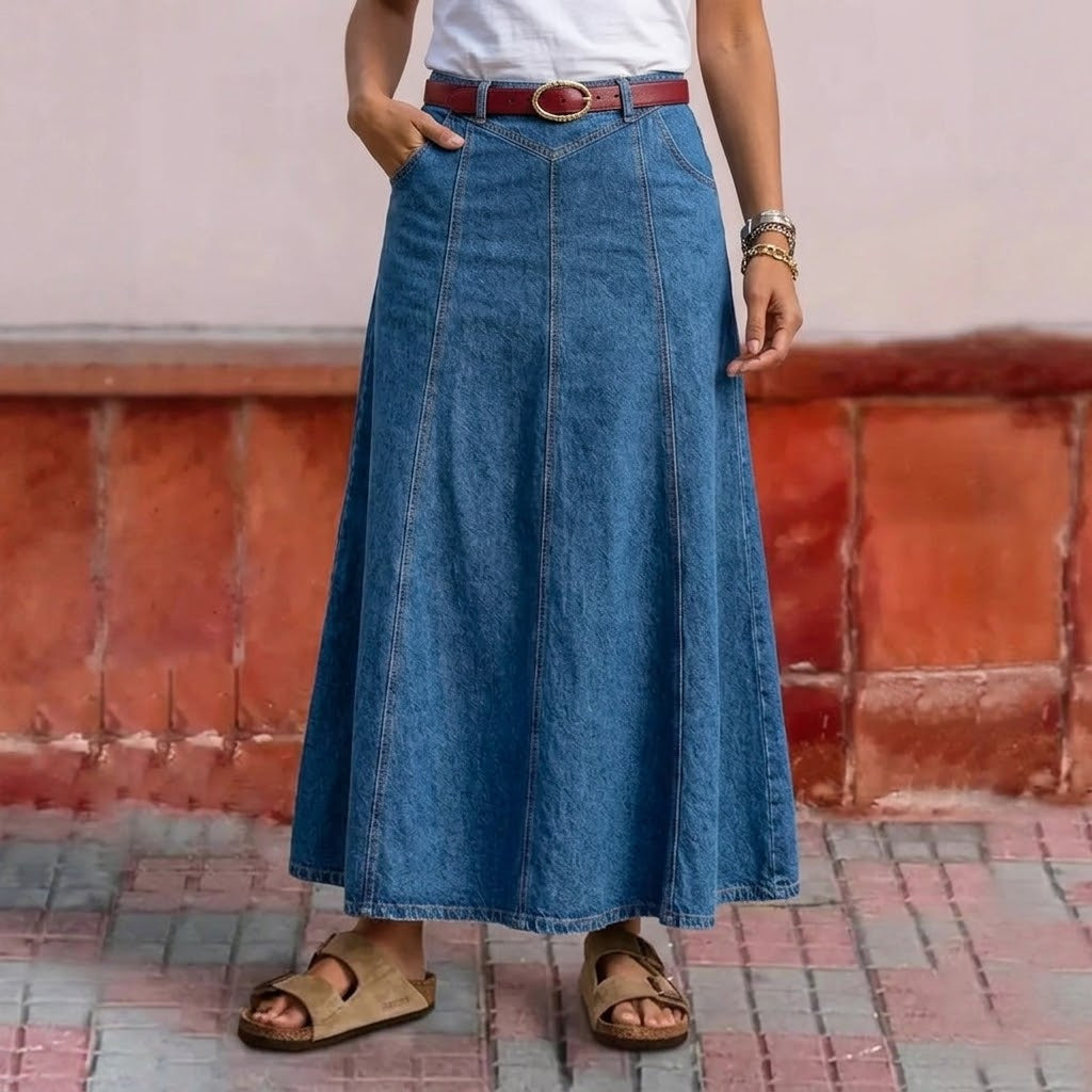 Liorenne™ | Jupe longue en jean taille haute