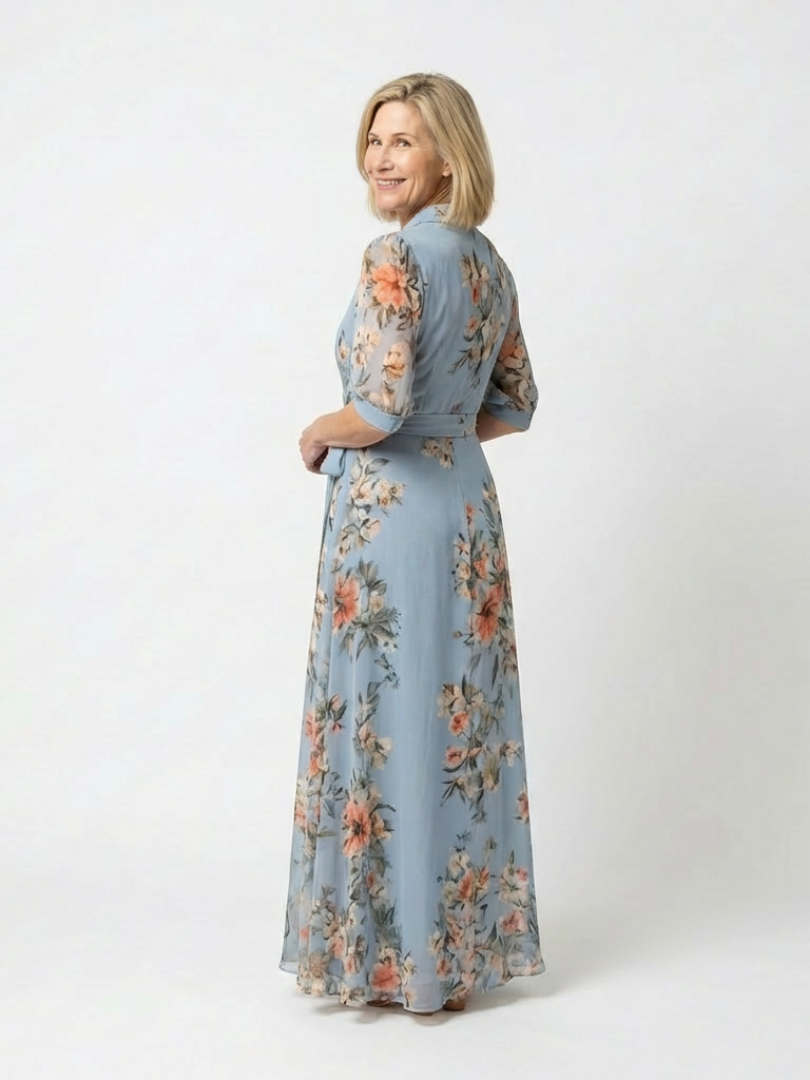 Amina™ | Robe maxi portefeuille fleurie
