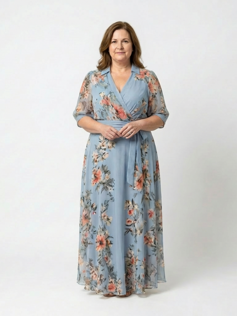 Amina™ | Robe maxi portefeuille fleurie
