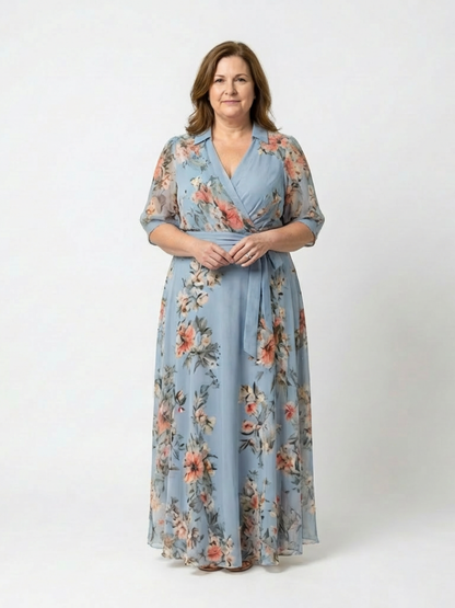 Amina™ | Robe maxi portefeuille fleurie