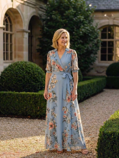 Amina™ | Robe maxi portefeuille fleurie