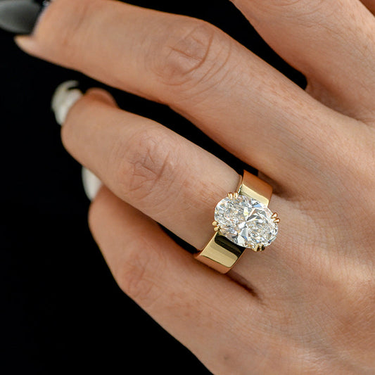 Jasmin™ | Bague de fiançailles ovale bande large